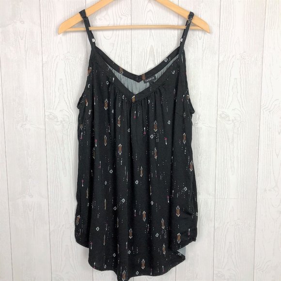 torrid Tops - TORRID Black Tribal Arrow Black Swing Tank Top